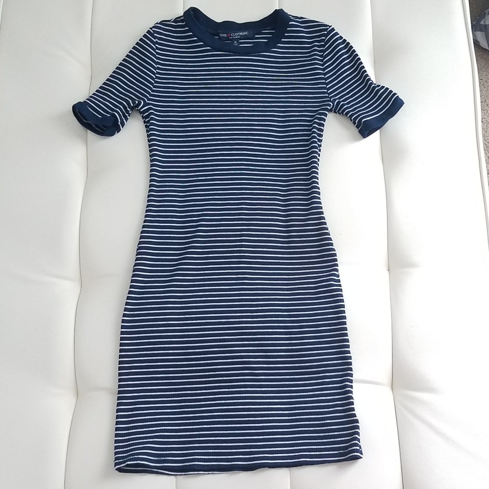 One love clothing striped ribbed dress - small